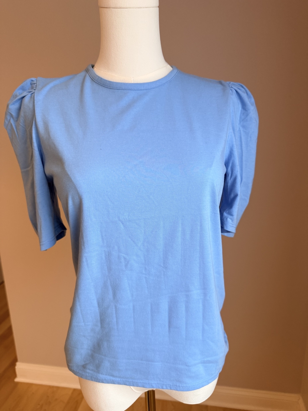 Rebecca Taylor Sky Blue Puff Sleeve Crewneck Tee